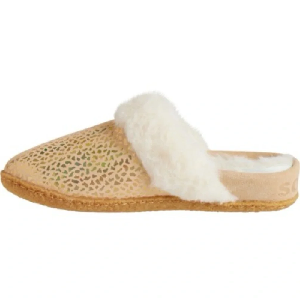 Sorel Nakiska Slide II Faux Fur Slippers Youth Size 7/EU 39‎ - Ceramic Gum - NWB